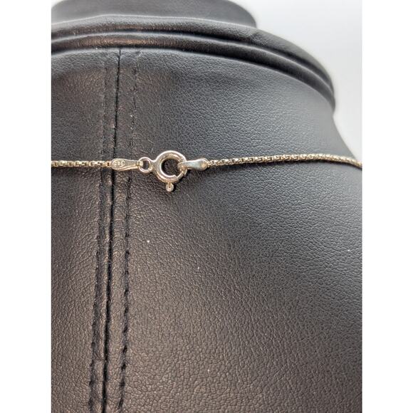 VTG 925 Sterling Silver Tests as Jadeite Green Stone Box Chain 18" Necklace - Picture 7 of 9